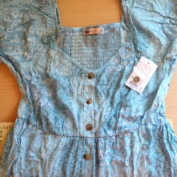 SO | Dresses | Kohls So Blue Floral Patchwork Babydoll Short Dress |  Poshmark